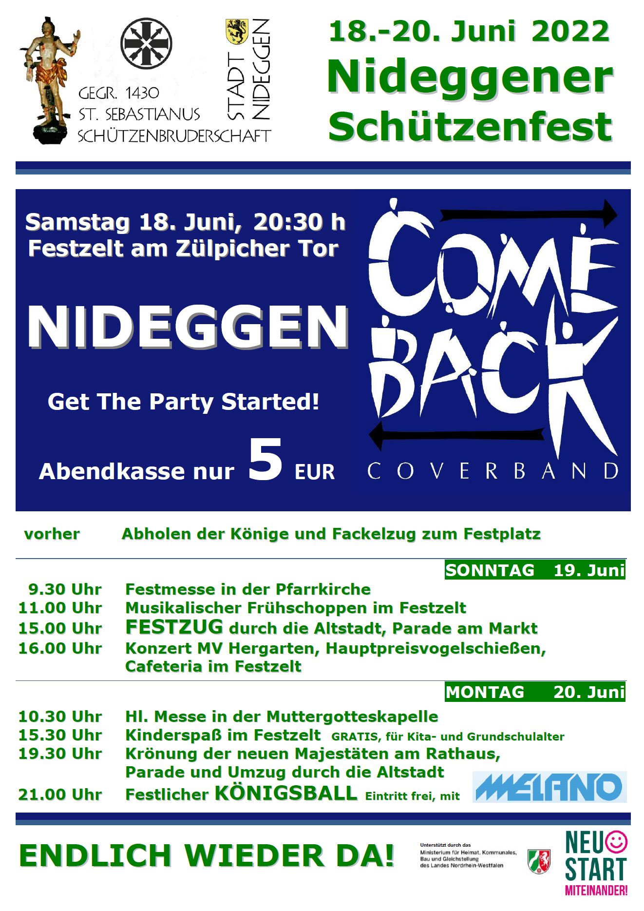 Anstehendes Schützenfest 18. – 20. Juni 2022